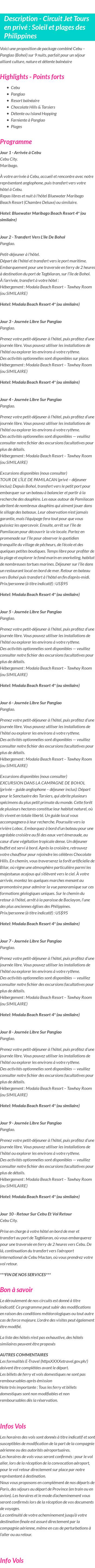 Détails du séjour