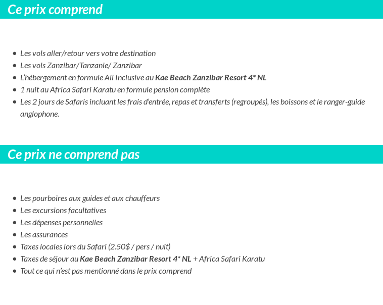 Conditions tarifaires
