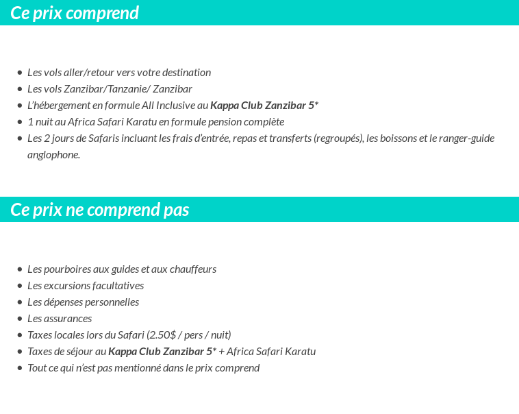Conditions tarifaires
