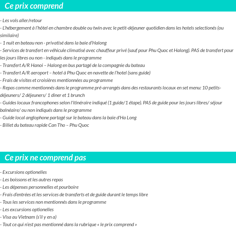 Conditions tarifaires