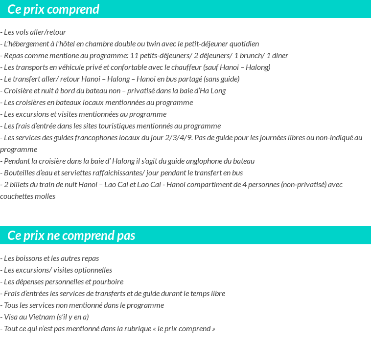 Conditions tarifaires