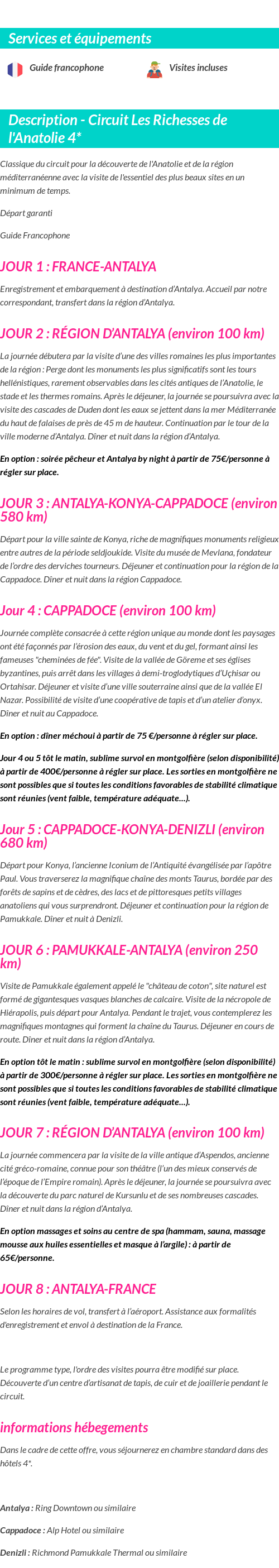 Détails du séjour