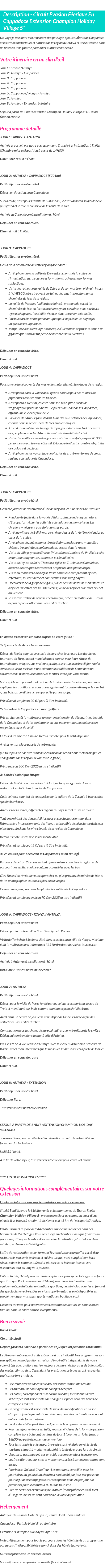 Détails du séjour
