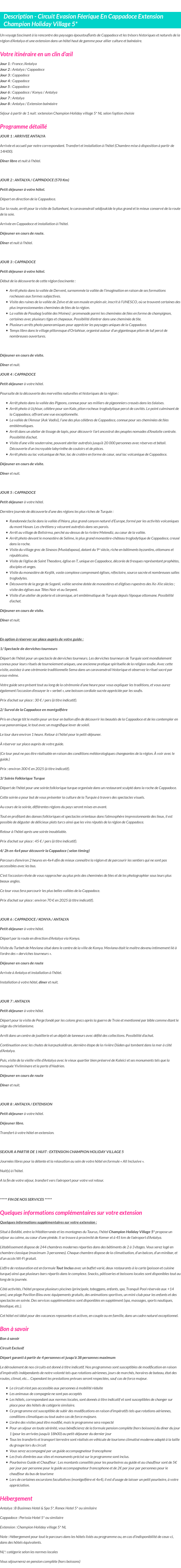 Détails du séjour