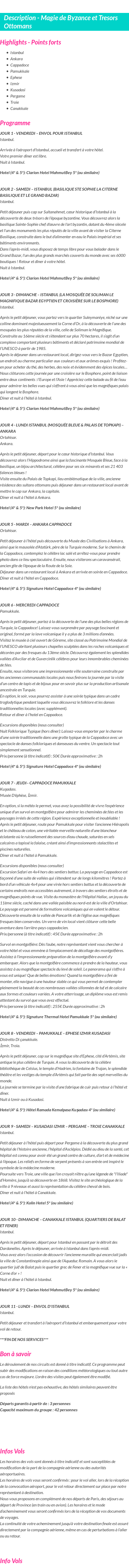 Détails du séjour