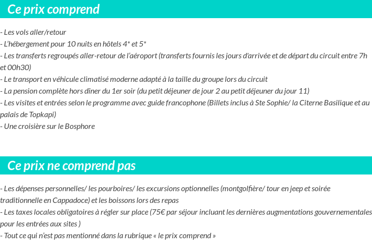 Conditions tarifaires