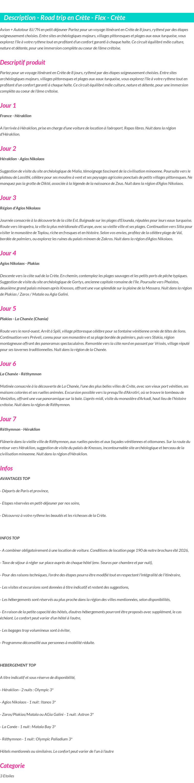 Détails du séjour