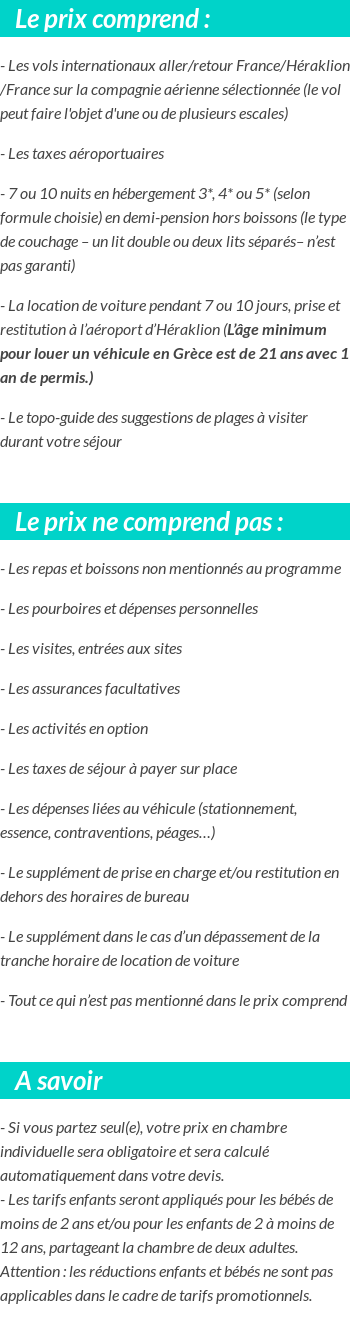 Conditions tarifaires