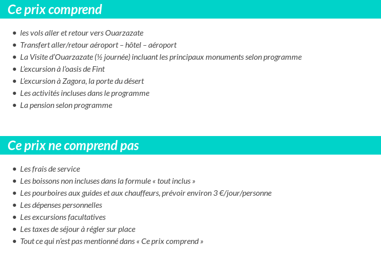 Conditions tarifaires