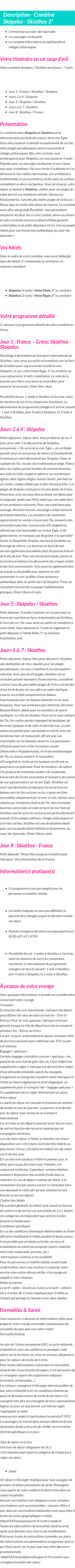 Détails du séjour