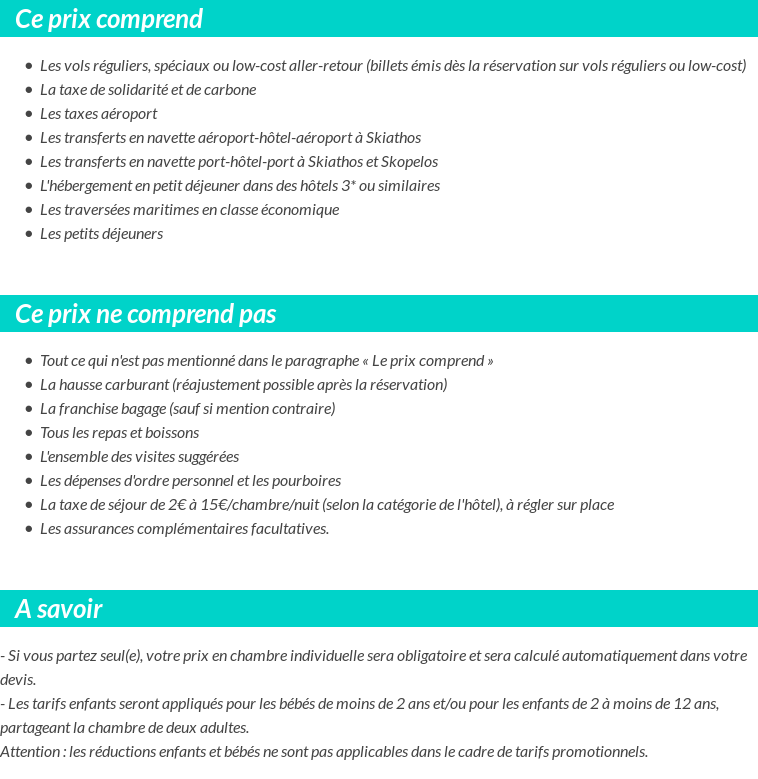 Conditions tarifaires