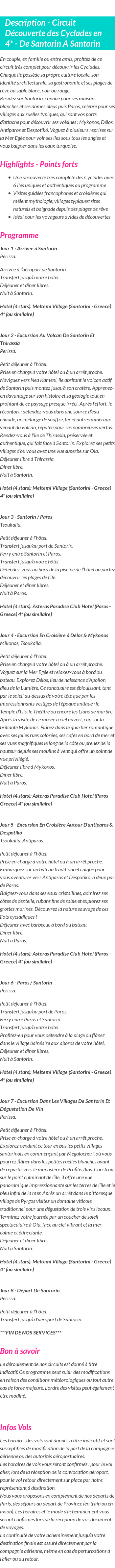 Détails du séjour
