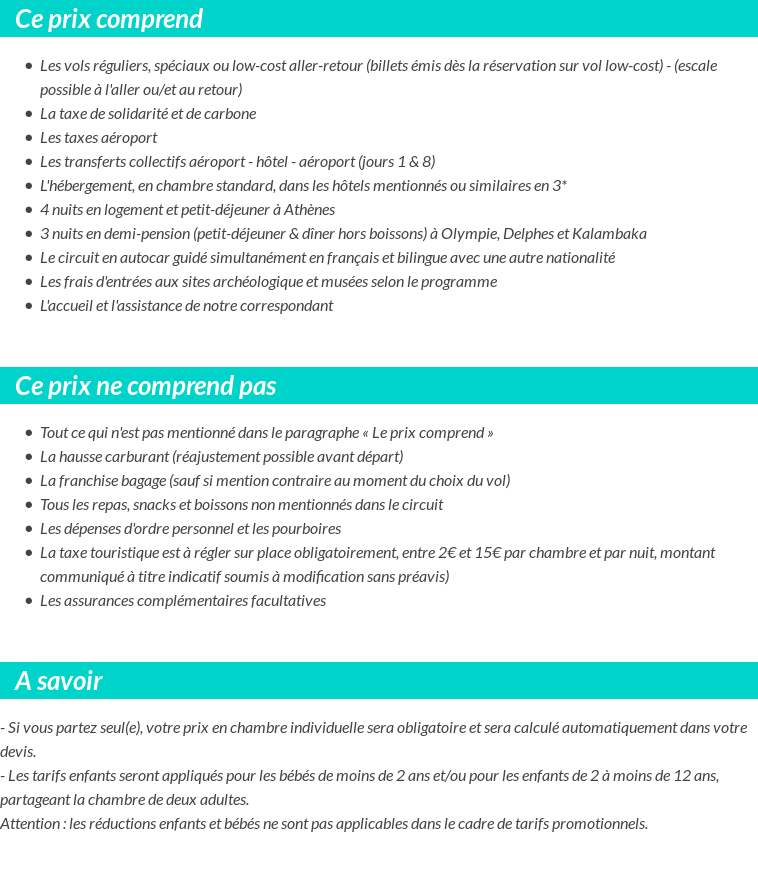 Conditions tarifaires