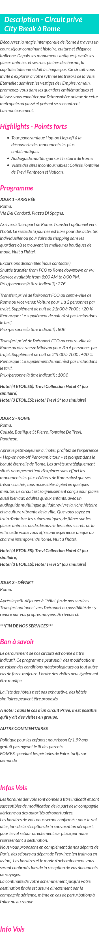 Détails du séjour