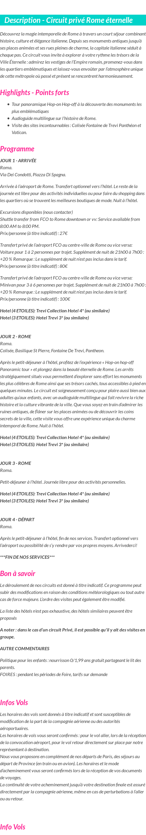 Détails du séjour