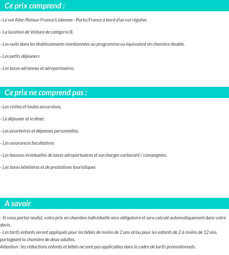 Conditions tarifaires