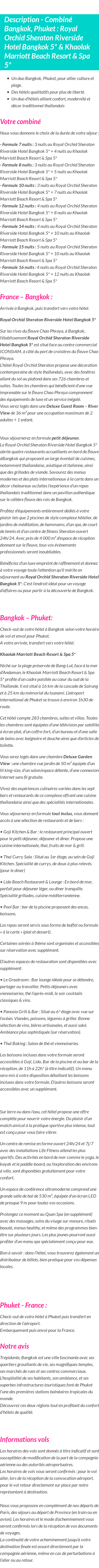 Détails du séjour