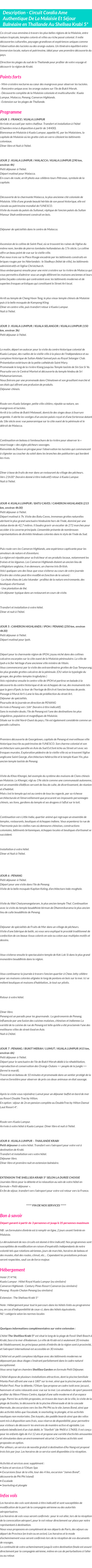 Détails du séjour