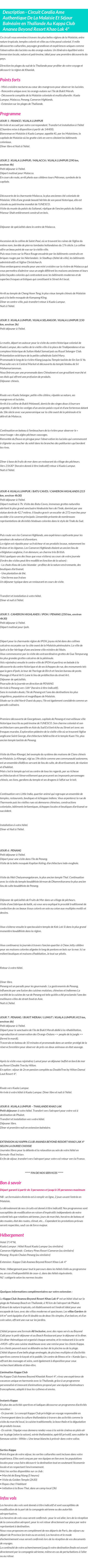 Détails du séjour