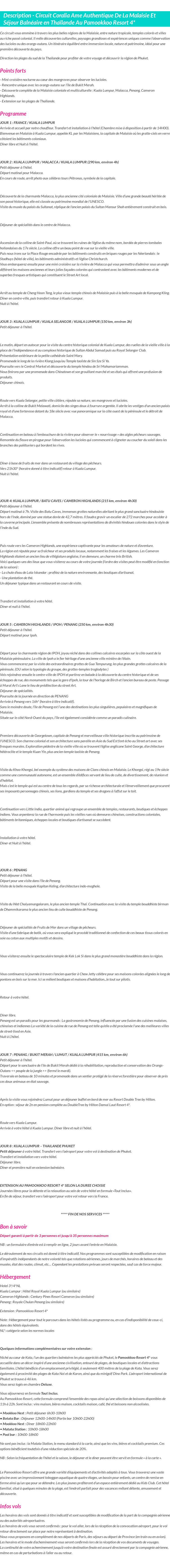 Détails du séjour