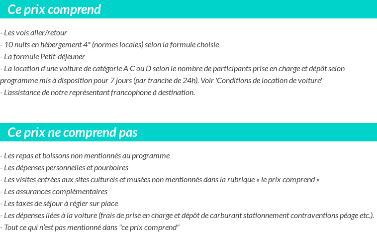 Conditions tarifaires