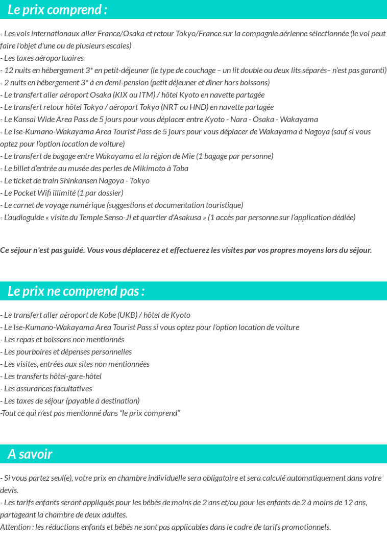 Conditions tarifaires
