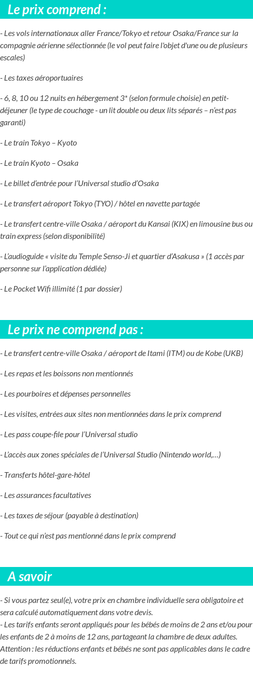 Conditions tarifaires