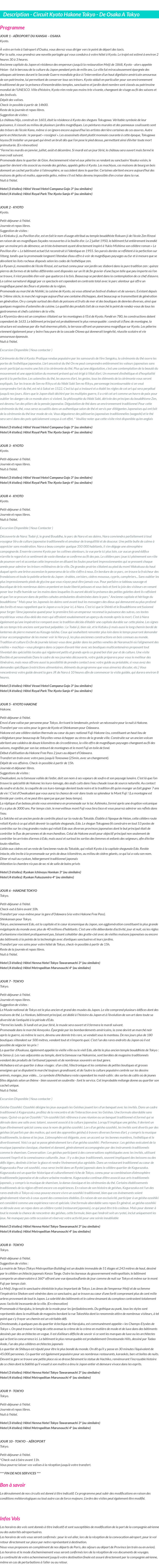 Détails du séjour