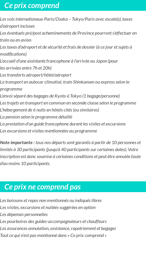 Conditions tarifaires