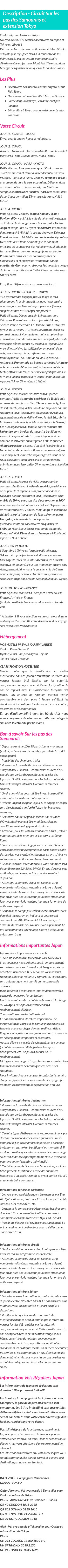 Détails du séjour