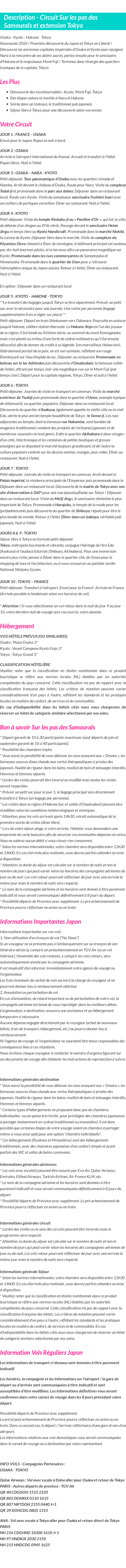 Détails du séjour