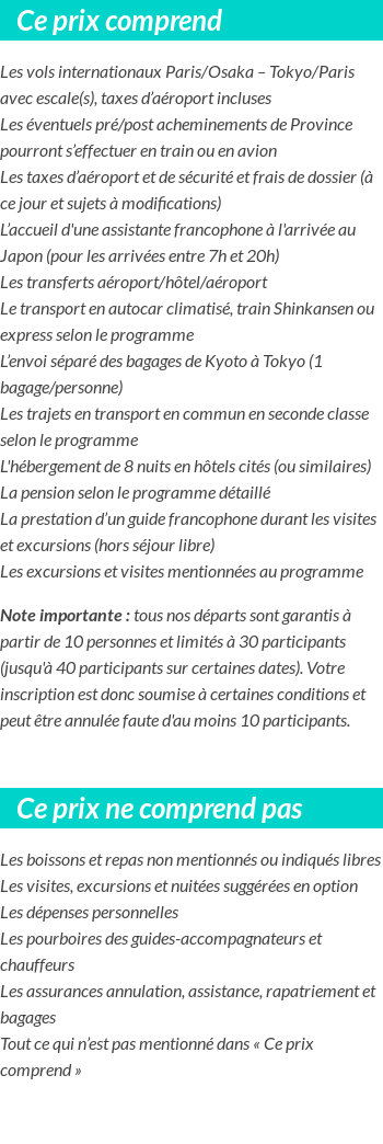 Conditions tarifaires