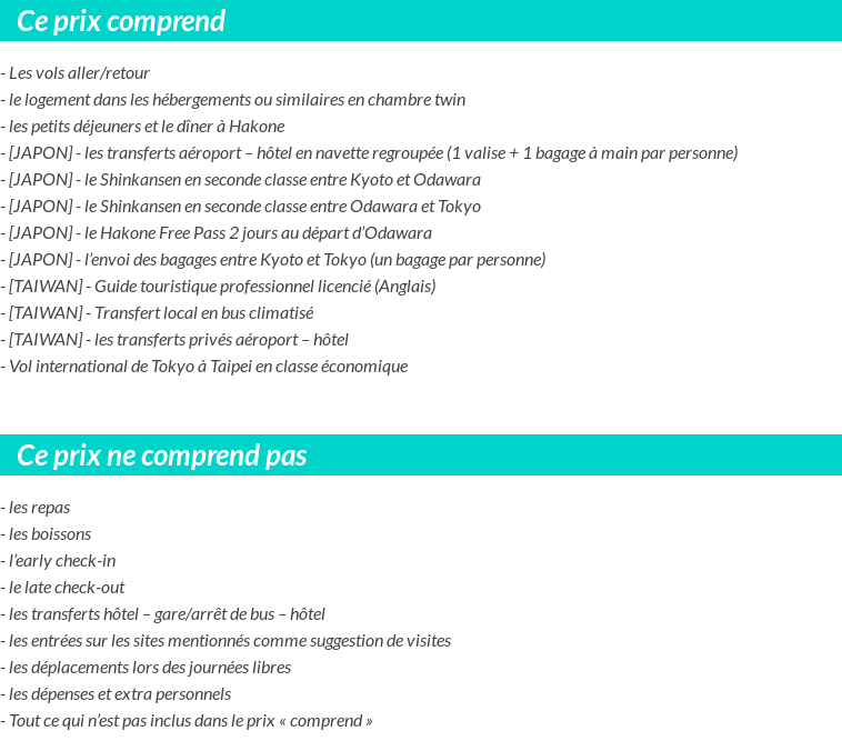 Conditions tarifaires