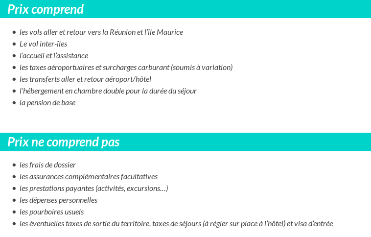 Conditions tarifaires