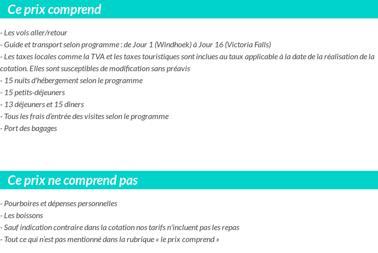 Conditions tarifaires