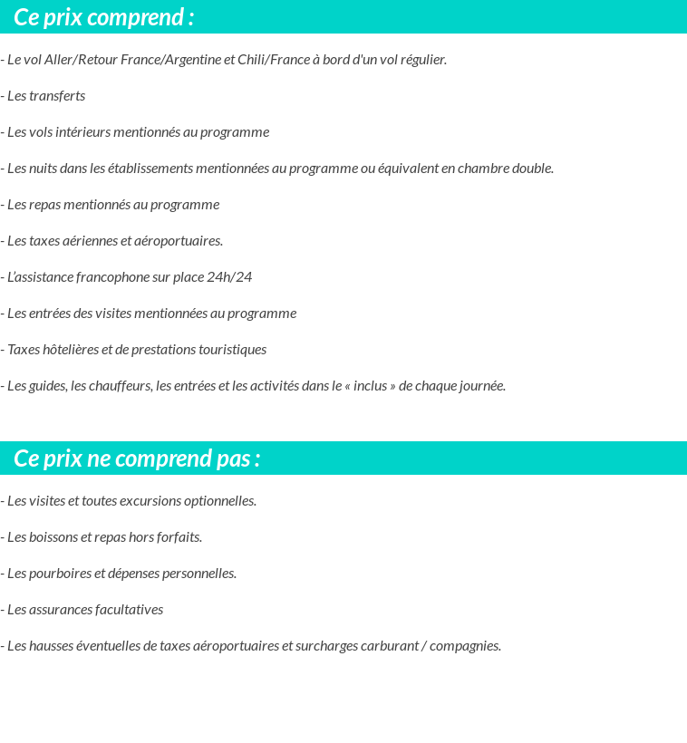 Conditions tarifaires