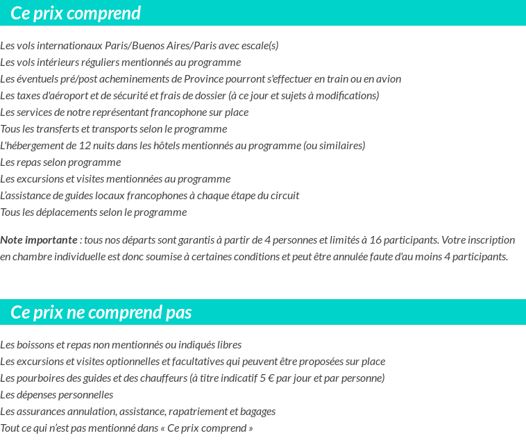 Conditions tarifaires