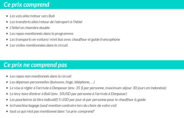 Conditions tarifaires