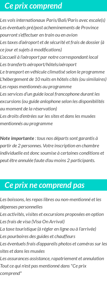 Conditions tarifaires