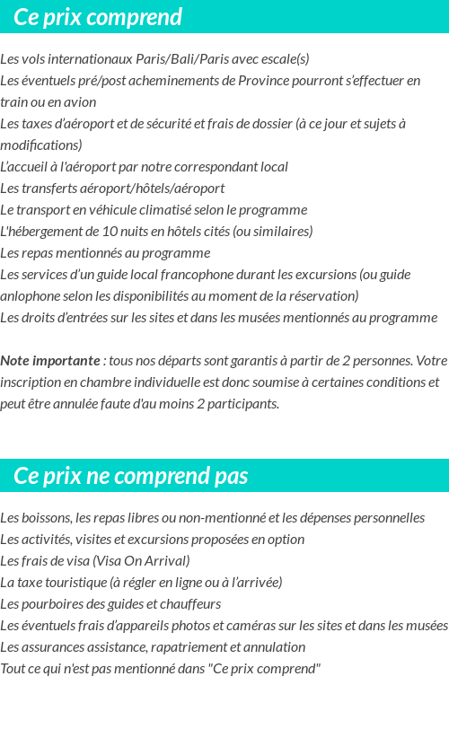 Conditions tarifaires