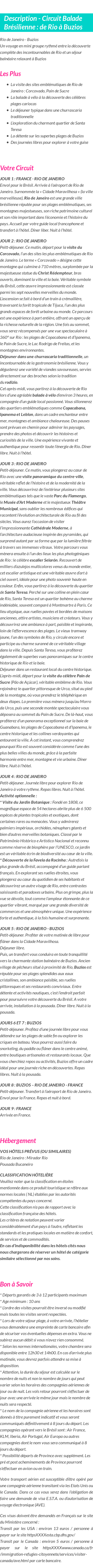 Détails du séjour