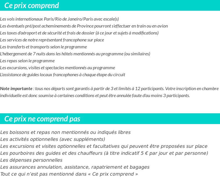 Conditions tarifaires