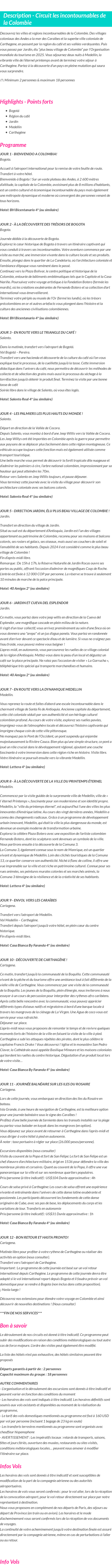 Détails du séjour