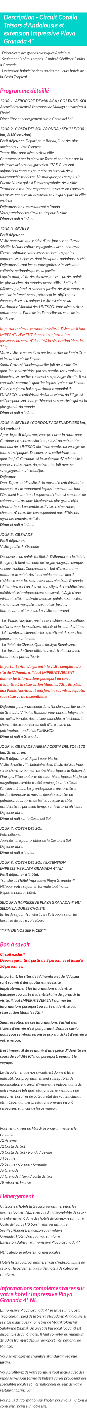 Détails du séjour