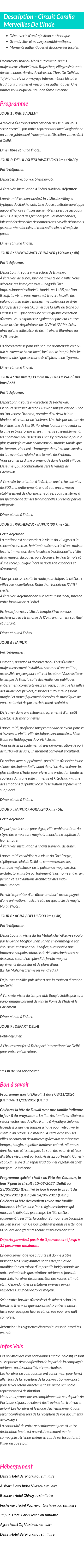Détails du séjour