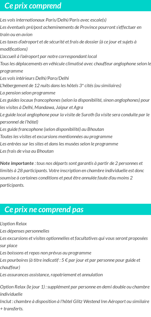Conditions tarifaires