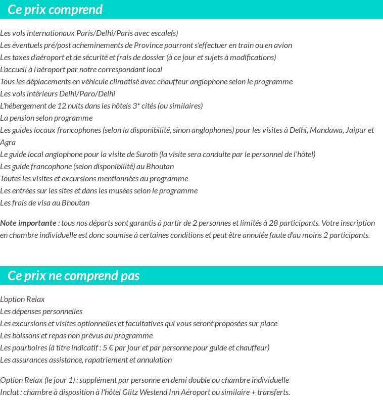 Conditions tarifaires