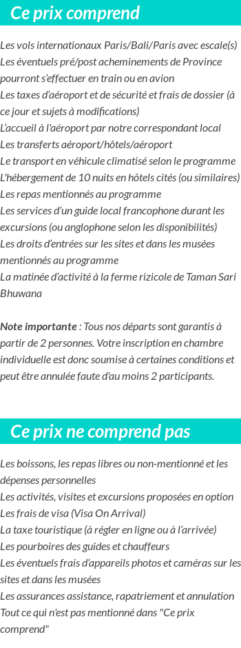 Conditions tarifaires
