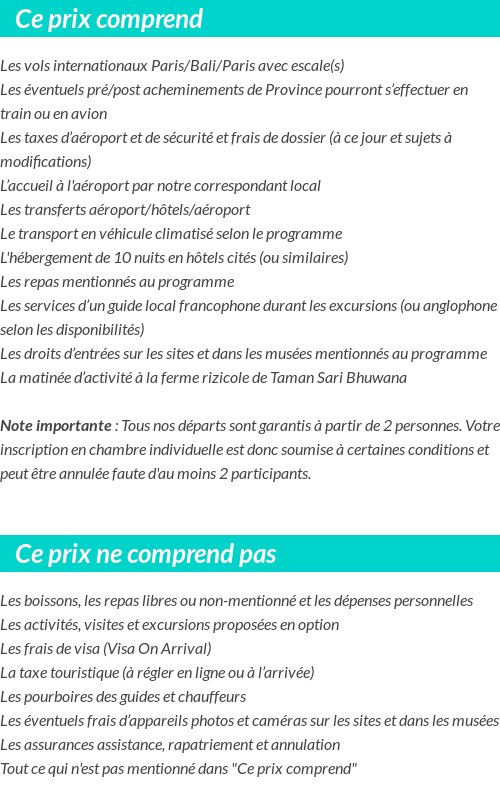 Conditions tarifaires
