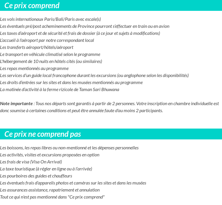 Conditions tarifaires